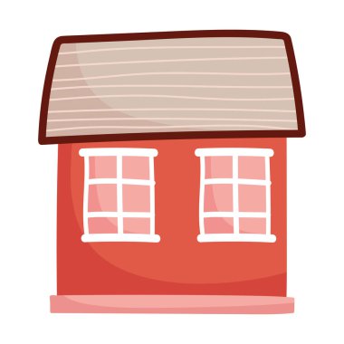 karikatür iki pencere ön cephesi izole tasarım beyaz arkaplan