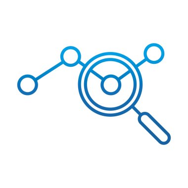 veri analizi, büyütücü noktalı çizgi çizelgesi pazarlama, gradyan mavi çizgi simgesi