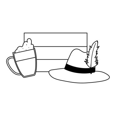 Oktoberfest festivali, bayrak şapkası ve bira kutlaması Almanya 'da geleneksel hat tarzı