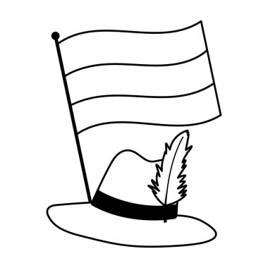 Oktoberfest festivali, sallanan bayraklı şapka, geleneksel Alman tarzı kutlama