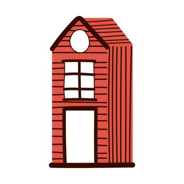 kulübe kırsal mimari çizgi film tasarımı izole beyaz arkaplan çizgisi ve doldurma biçimi