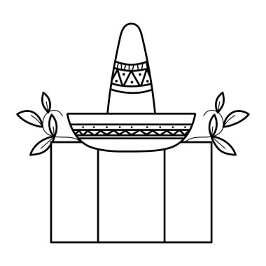 Meksika 'nın bağımsızlık günü, şapka bayrağı çiçek desenli, Viva Mexico Eylül aylarında kutlanır.