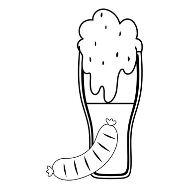 soğuk bira içeceği beyaz arkaplan çizgisi biçiminde izole edilmiş simge