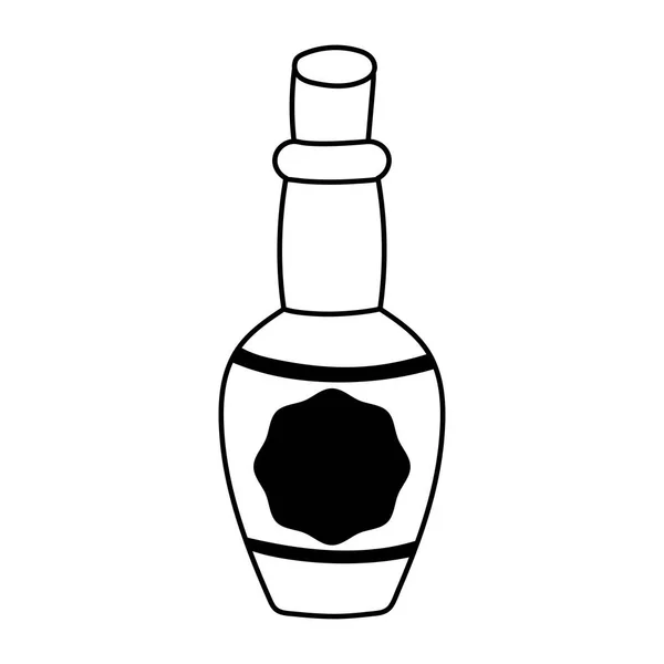 Tequila bottle drink liquor isolated icon over white background line style — Stock Vector