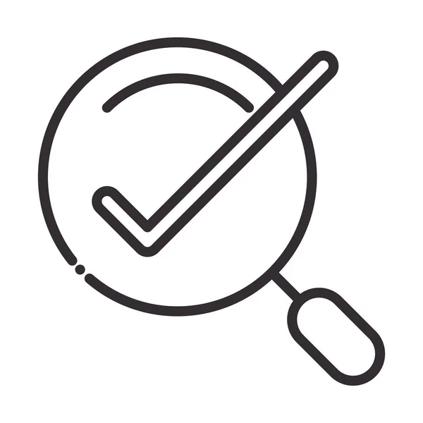 Icono de búsqueda, marca de verificación lupa icono de línea delgada — Vector de stock