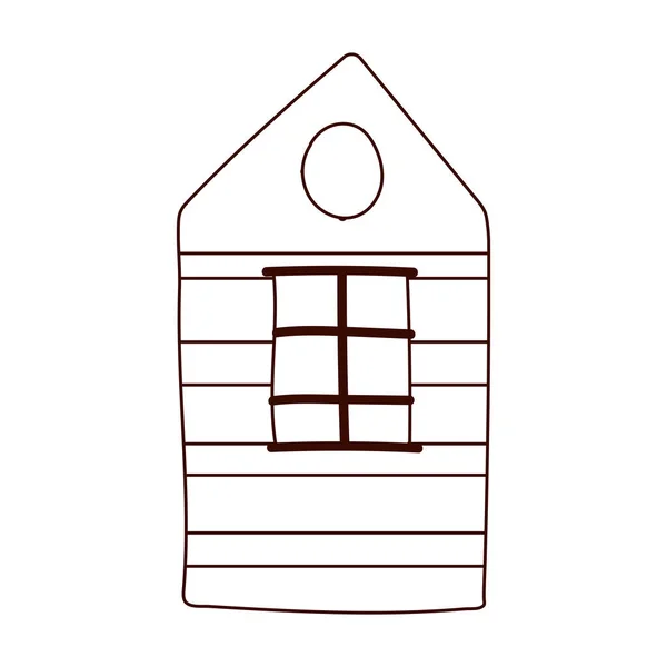Kartun pedesaan cottage diisolasi desain gaya garis latar belakang putih - Stok Vektor