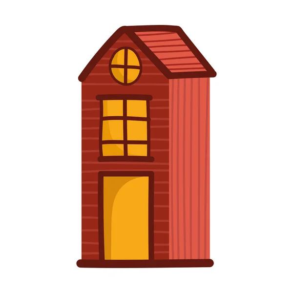 Huisje landelijke architectuur cartoon geïsoleerd ontwerp witte achtergrond — Stockvector
