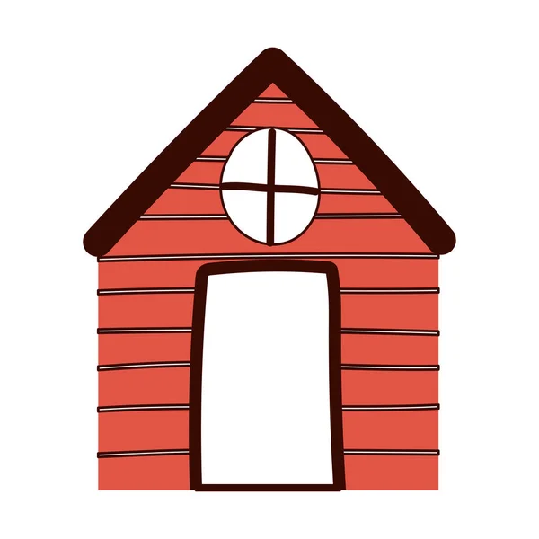 コテージ漫画の田舎の建築隔離されたデザイン白い背景線と記入スタイル — ストックベクタ