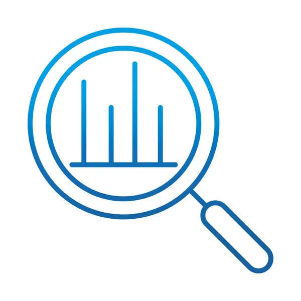 Análisis de datos, diagrama de lupa informe financiero, icono de línea azul degradado — Vector de stock