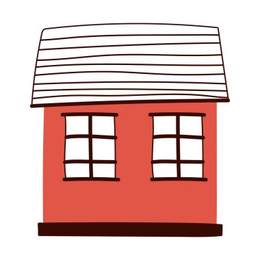 çizgi film iki pencere ön cephede izole edilmiş beyaz arkaplan çizgisi ve doldurma biçimi