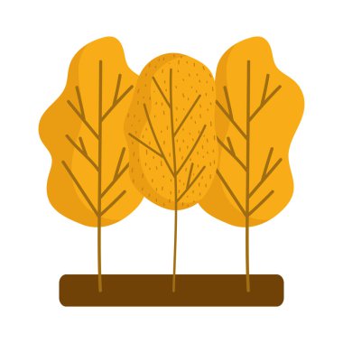 Orman ağaçları doğa mevsimi sonbahar soyutlanmış tasarım beyaz zemin