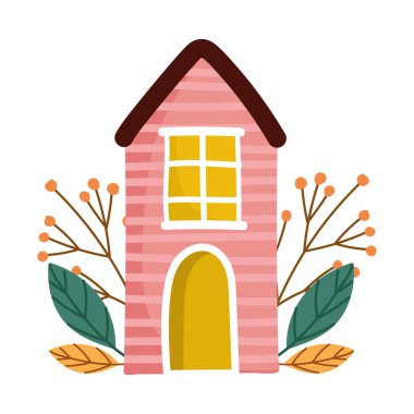 Kır evi doğayı izole edilmiş beyaz arkaplan olarak bırakır