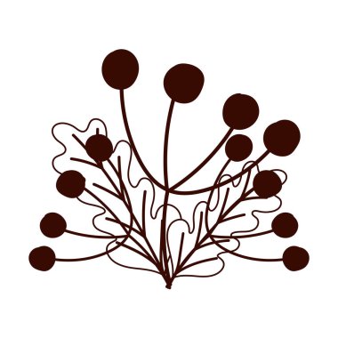 Sonbahar meyveleri yaprakları yalıtılmış tasarım beyaz arkaplan çizgisi tarzı