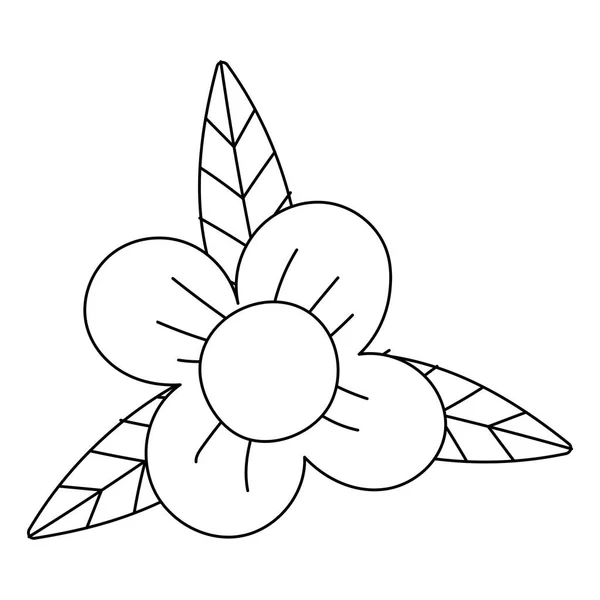 Квіти листя природи ізольовані значок на білому фоні стиль лінії — стоковий вектор