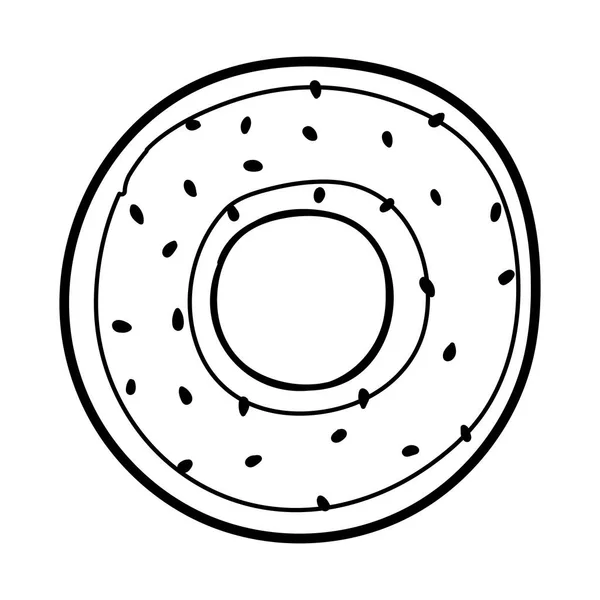 Сладкий пончик закуски изолированный значок на белом фоне стиль линии — стоковый вектор
