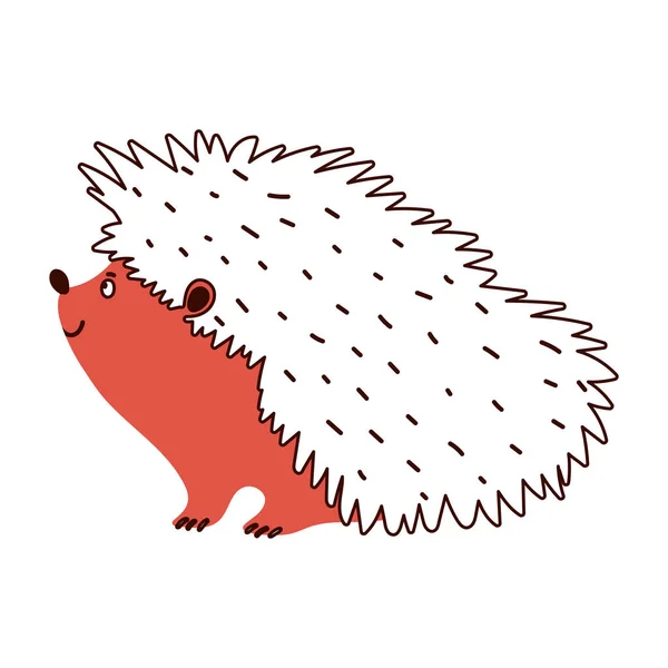 Hedgehog animal fauna isolado design branco fundo linha e preencher estilo — Vetor de Stock