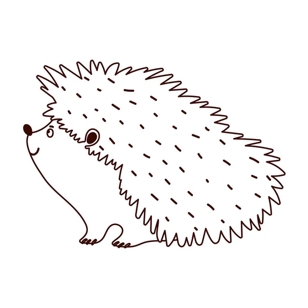 Hedgehog animal fauna isolado design branco fundo linha estilo — Vetor de Stock