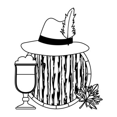 Ekim festivali festivali, bira şapkası ve tahta fıçı, geleneksel Alman tarzı kutlama.