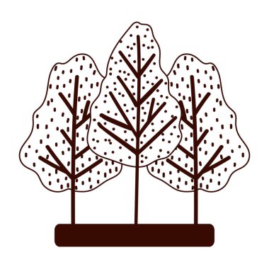 Orman ağaçları mevsimlik yeşillik sonbahar izole edilmiş beyaz arka plan çizgisi tarzı