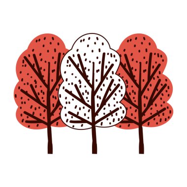 Orman yaprakları doğa sonbahar izole tasarım beyaz arkaplan çizgisi ve doldurma tarzı