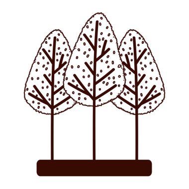 Orman ağaçları doğa sonbahar bitkisi izole edilmiş beyaz arka plan çizgisi tarzı