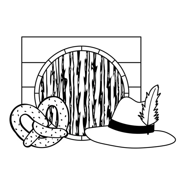 Oktoberfest festivali, fıçı şapka bayrağı ve kraker, geleneksel Alman tarzı kutlama