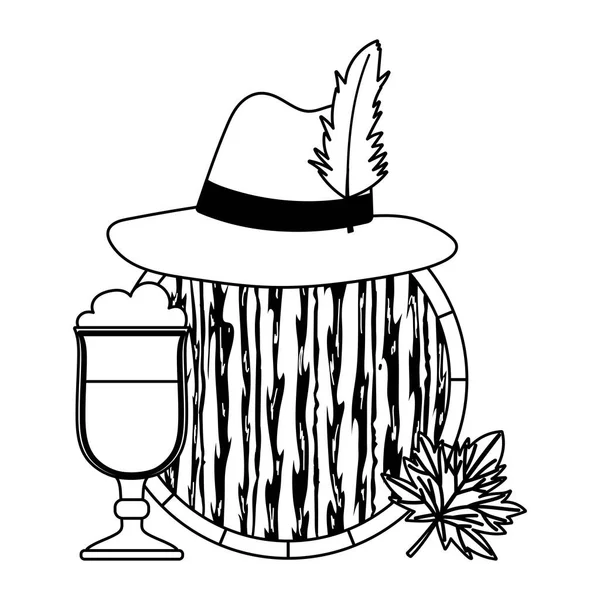 Ekim festivali festivali, bira şapkası ve tahta fıçı, geleneksel Alman tarzı kutlama.