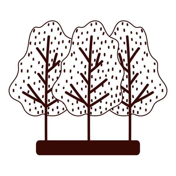 Orman ağaçları sonbaharda izole edilmiş beyaz arkaplan çizgisi tarzını terk eder