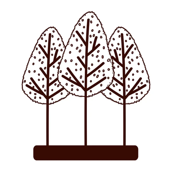 Orman ağaçları doğa sonbahar bitkisi izole edilmiş beyaz arka plan çizgisi tarzı