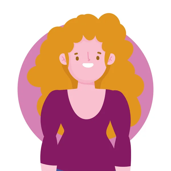 Portrait dessin animé femme cheveux blonds jeune femme — Image vectorielle