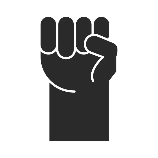 Giornata internazionale dei diritti umani, alzata la mano in pugno stile icona silhouette — Vettoriale Stock