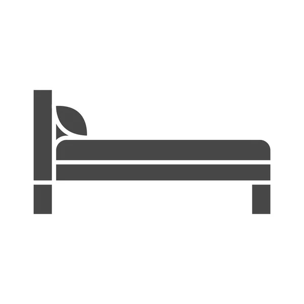 Vista lado cama con almohada silueta icono estilo — Archivo Imágenes Vectoriales