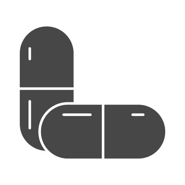 Médecine prescription capsule médicament silhouette icône style — Image vectorielle