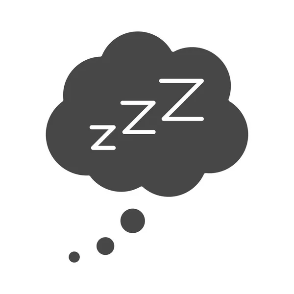Slapeloosheid, wolk slapen zzzz letters silhouet pictogram stijl — Stockvector