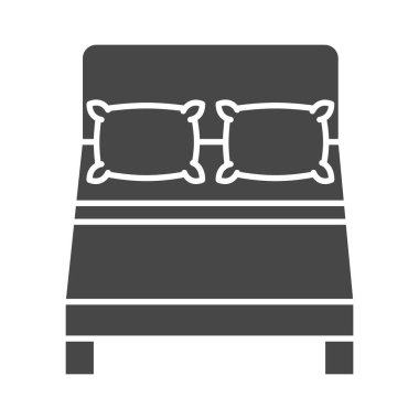 Üst manzara çift yatak, yastık siluet simge biçimi