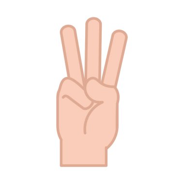 işaret dili el hareketi w harfi, satır ve simgeyi doldur