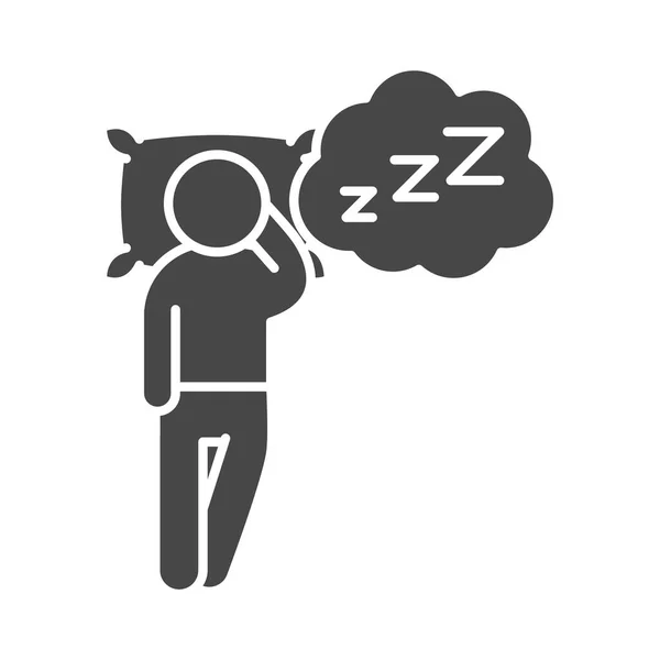 Безсоння, аватар спить з силуетом подушки стиль значка — стоковий вектор