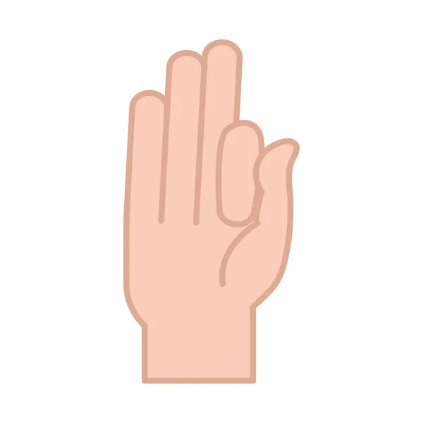 Gesto della mano del linguaggio dei segni che indica f lettera, riga e icona di riempimento — Vettoriale Stock