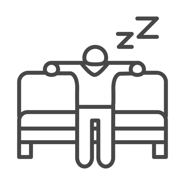 Insomnio, personaje que duerme en el sofá estilo icono lineal — Archivo Imágenes Vectoriales