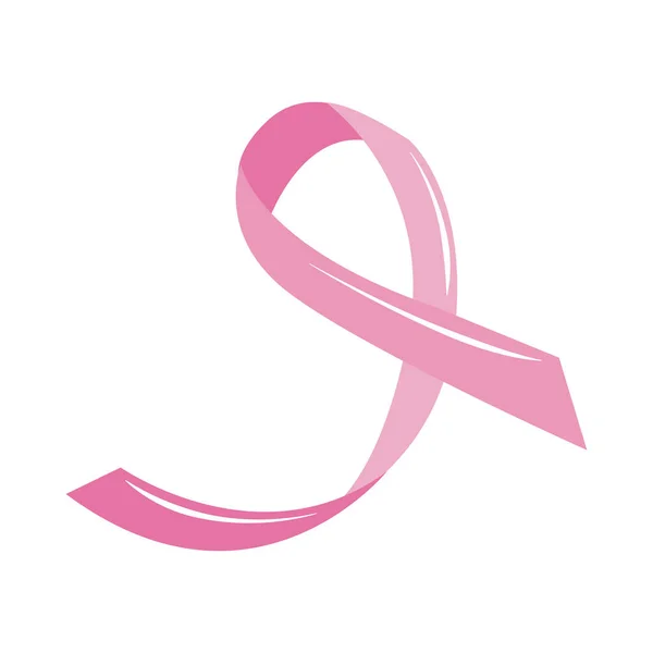 Mois de sensibilisation au cancer du sein, soutien ruban rose, concept de soins de santé style icône plate — Image vectorielle