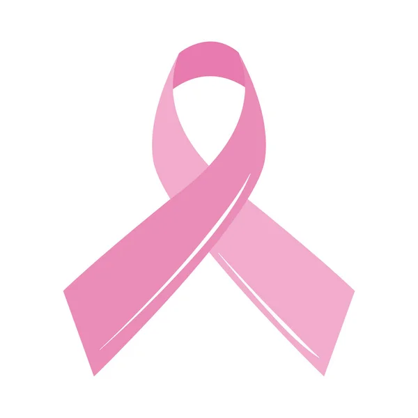 Mes de conciencia del cáncer de mama, cinta rosa concepto de salud estilo icono plano — Vector de stock