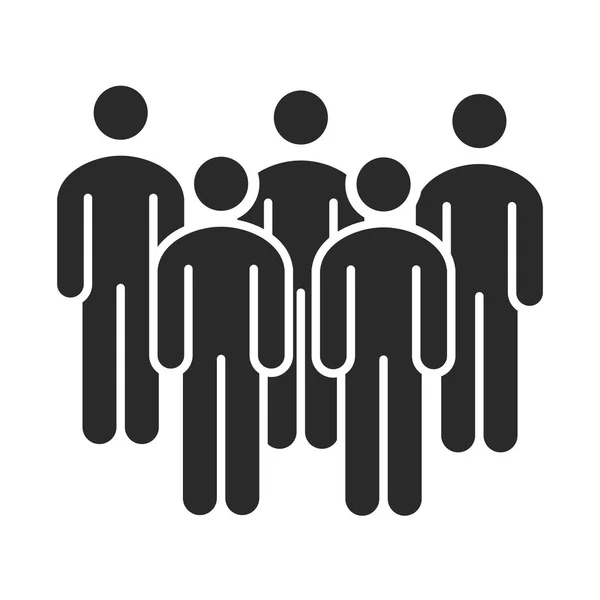 Avatar personas de pie juntos grupo silueta icono estilo — Vector de stock