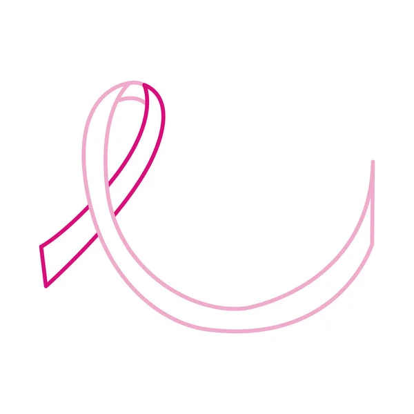 Borstkanker bewustzijn maand, roze lint gezondheidszorg witte achtergrond lijn pictogram — Stockvector