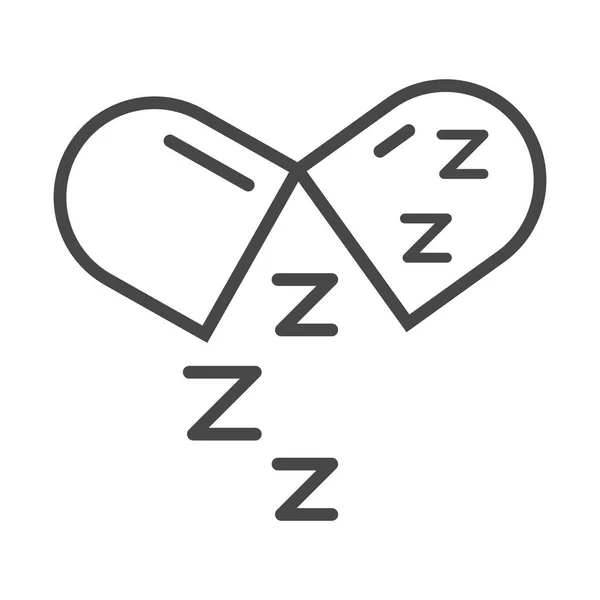 Insomnia, sleeping capsule medication and zzz symbol linear icon style — Stock Vector