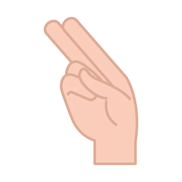 Gesto de la mano lenguaje de señas que indica h letra, línea y llenar icono — Archivo Imágenes Vectoriales