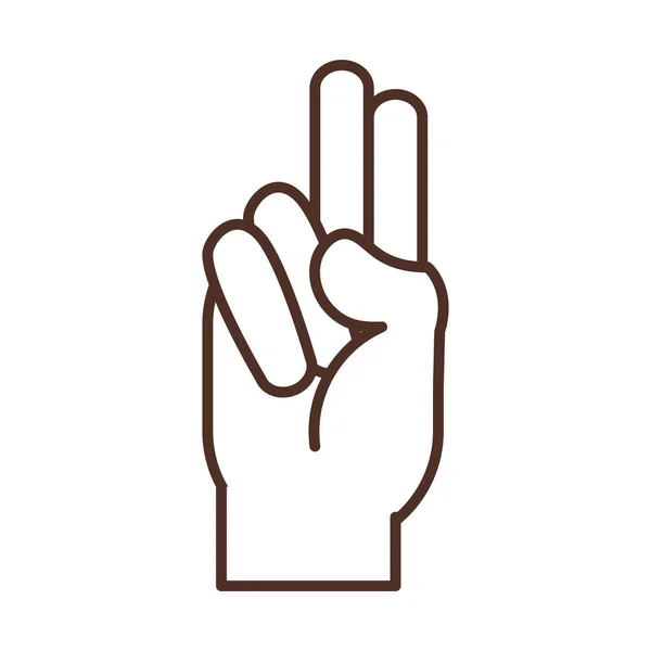 Sign language hand gesture indicating u letter, line icon — Stock Vector