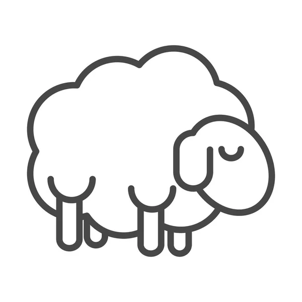 Πρόβατο κινούμενα σχέδια ζώων αγρόκτημα γραμμικό στυλ εικονίδιο — Διανυσματικό Αρχείο