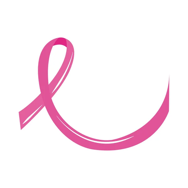 Mes de conciencia del cáncer de mama, cinta rosa atención médica fondo blanco estilo icono plano — Archivo Imágenes Vectoriales