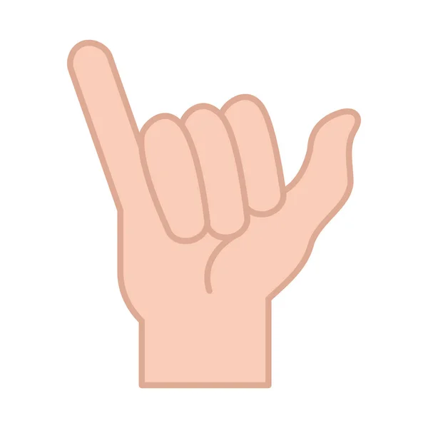 Gesto mão linguagem de sinais indicando y carta, linha e ícone de preenchimento — Vetor de Stock
