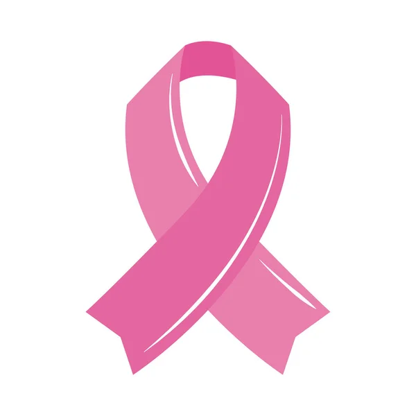 Mes de conciencia del cáncer de mama, campaña de ayuda cinta rosa, concepto de salud estilo icono plano — Archivo Imágenes Vectoriales